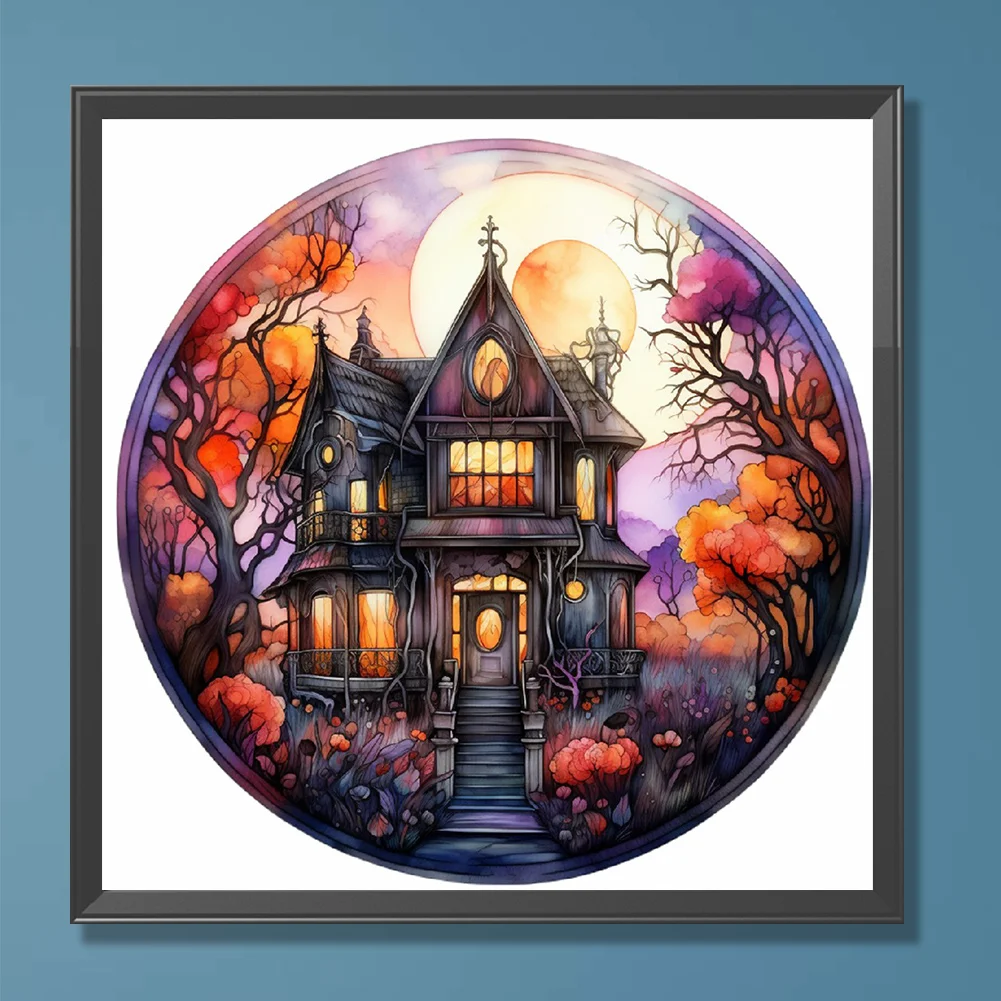 Full Round Diamond Painting 30*30cm - Horror Atmosphere House