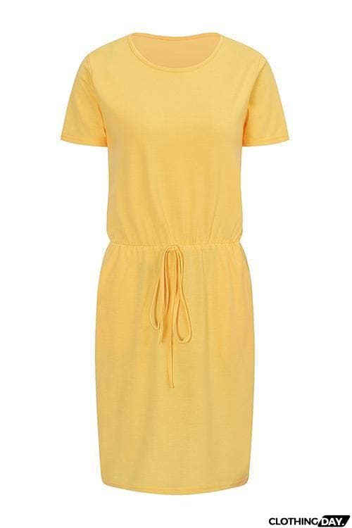 Drawstring Pockets Mini Dress