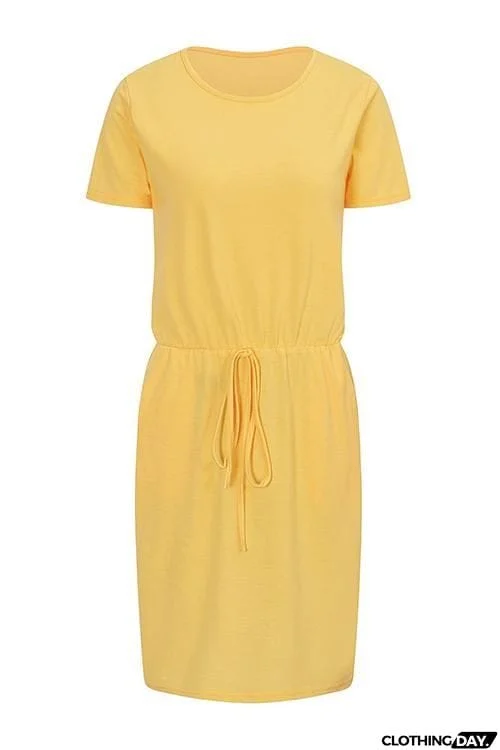 Drawstring Pockets Mini Dress