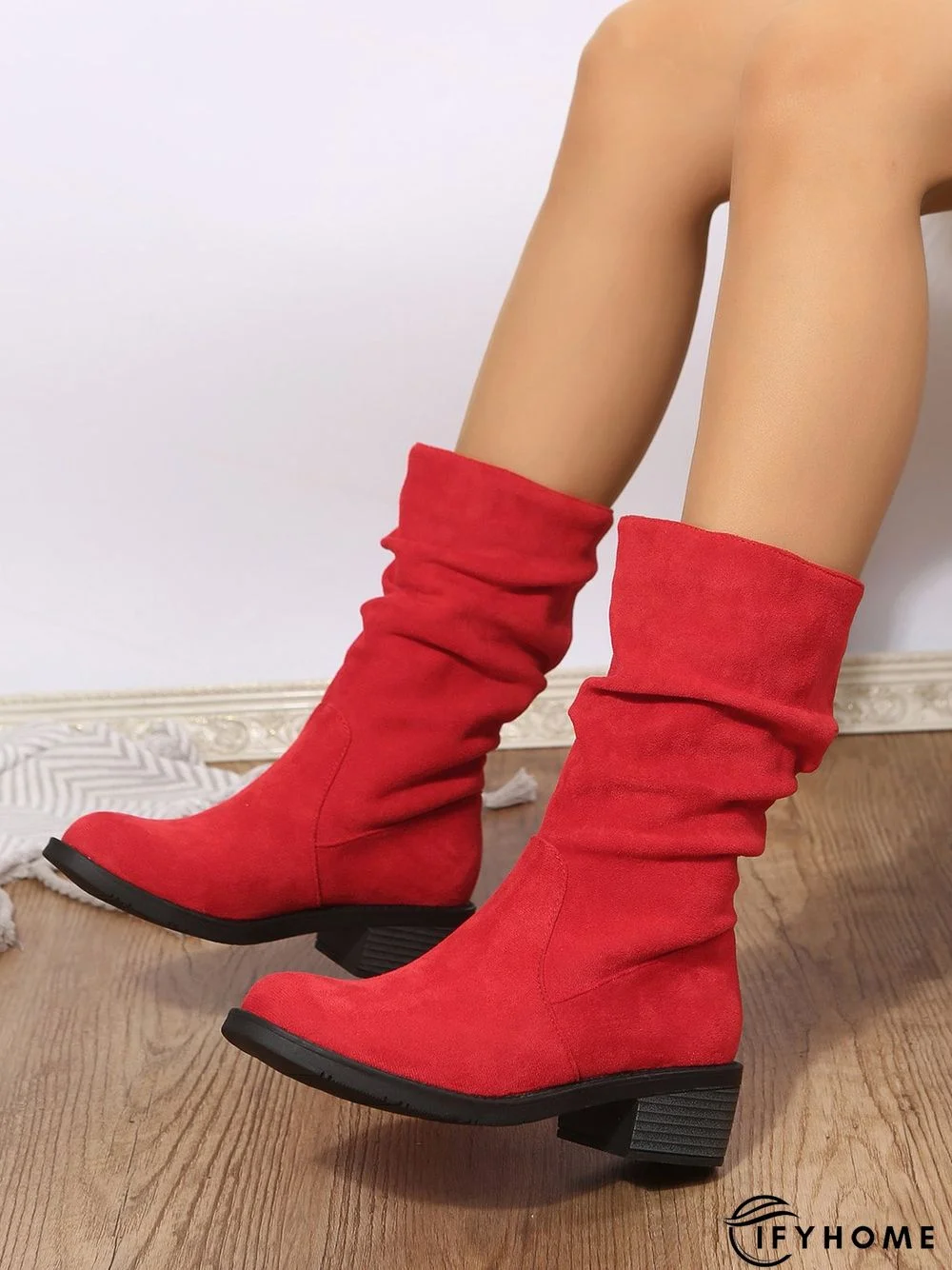 Faux Suede Slip On Slouchy Boots | IFYHOME
