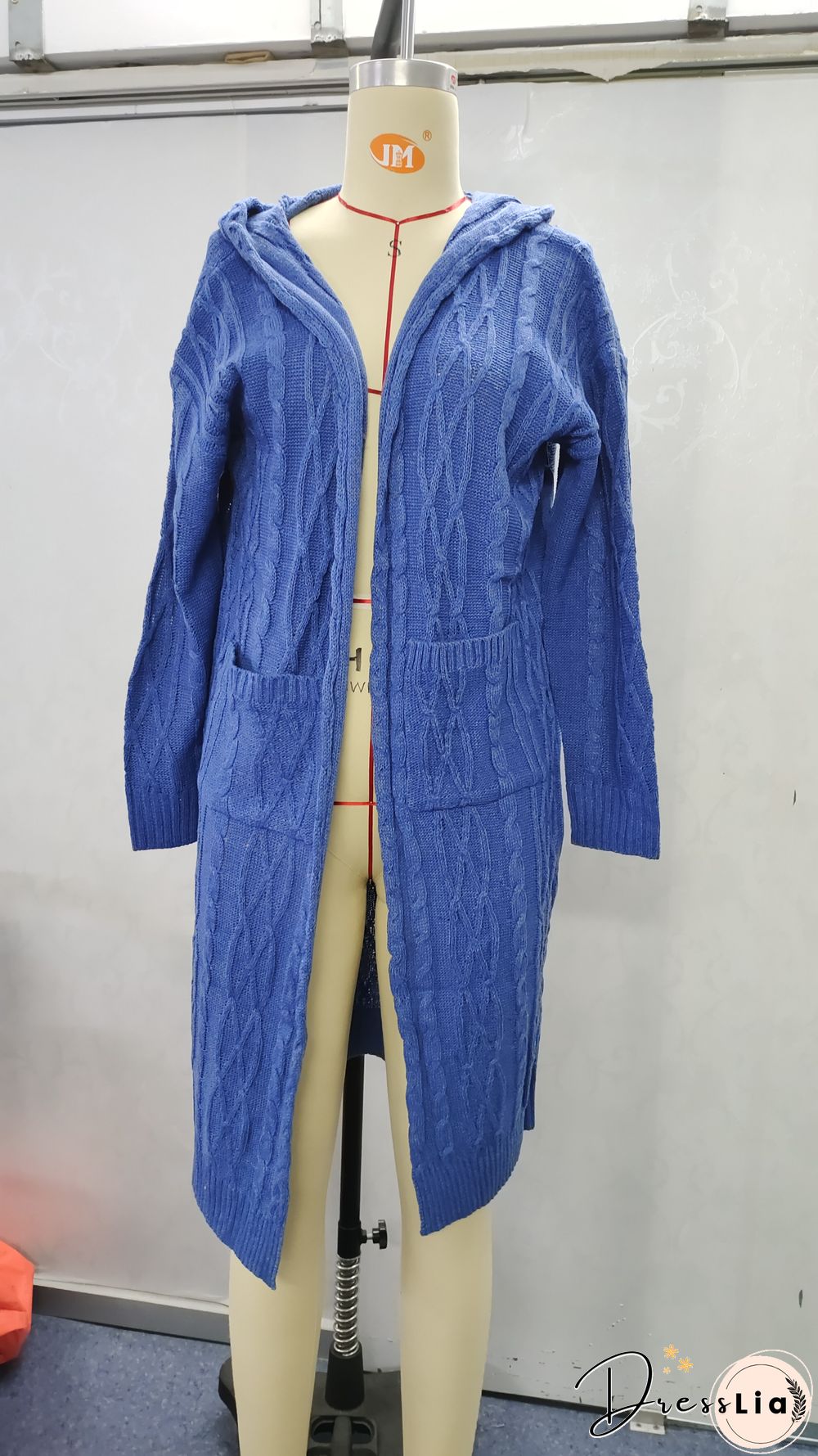 Hooded Solid Knitted Long Cardigan Twist Sweater Coat