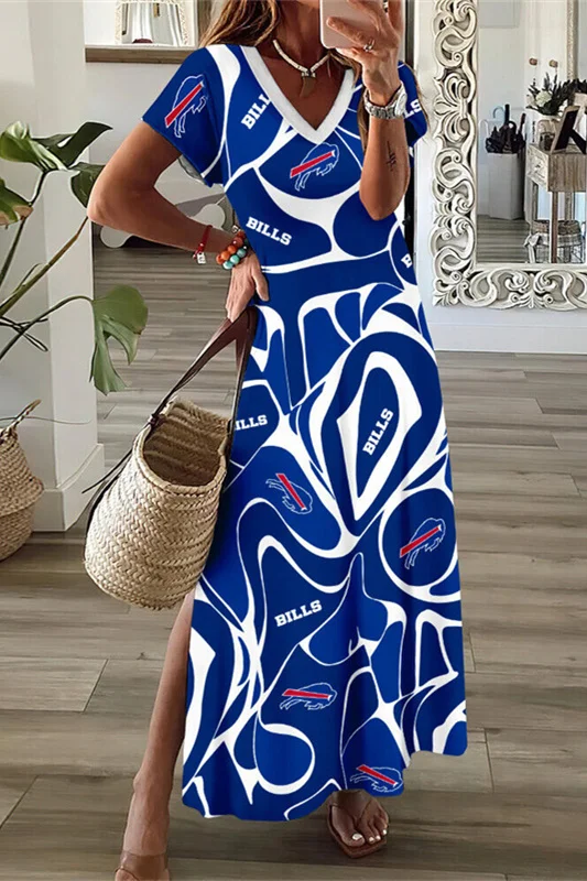Buffalo Bills
V-Neck Sexy Side Slit Long Dress