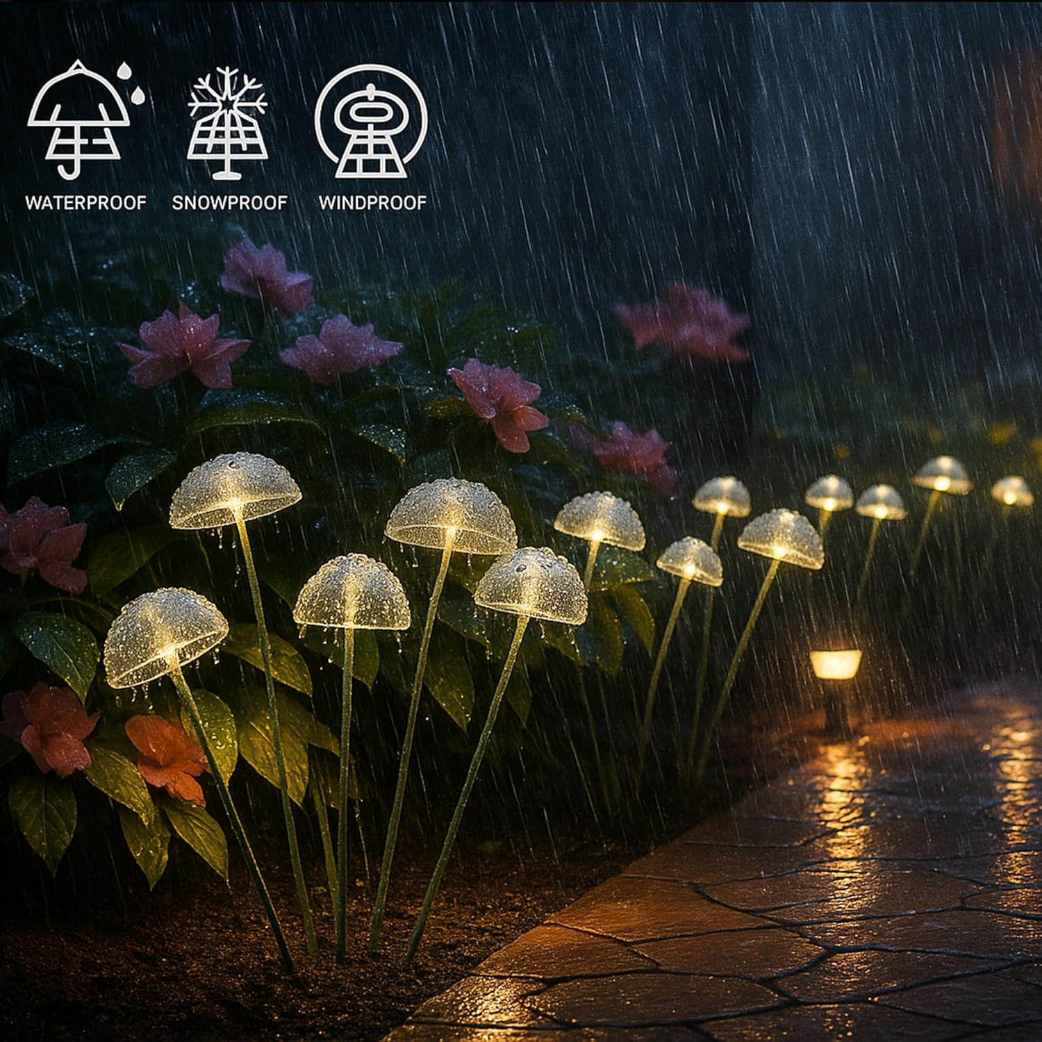 Tegooe Waterproof Solar LED Mushroom Lights - Dual Mode Garden Ambiance Decor