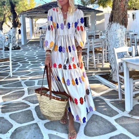 ⚡NEW SEASON⚡Vacation V-neck Print Maxi Dress