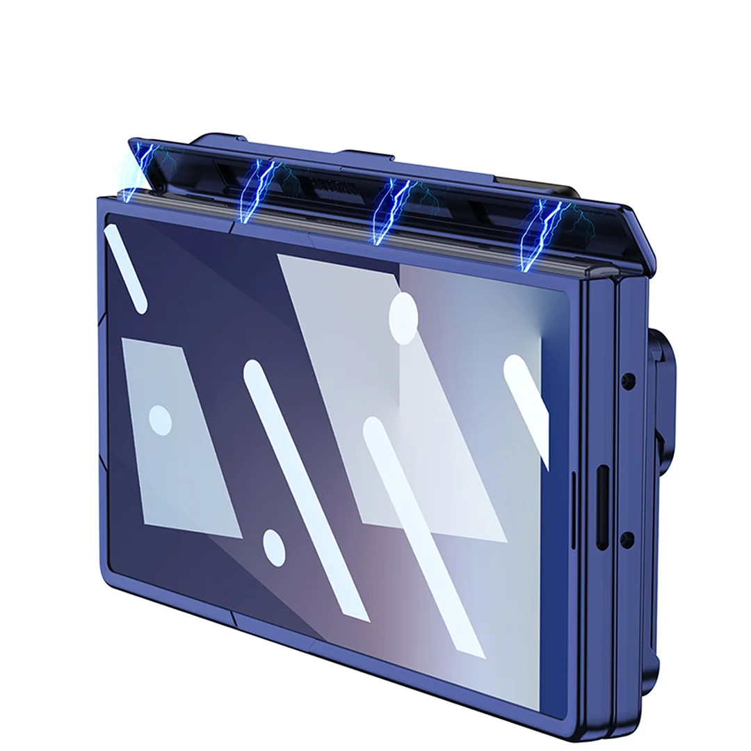 Suitable For Samsung Zfold7 Mobile Phone Case Sleeve Push Window Lens Ring Bracket Pen Slot Protective Cover Diamond Magnetic Adsorption Pen