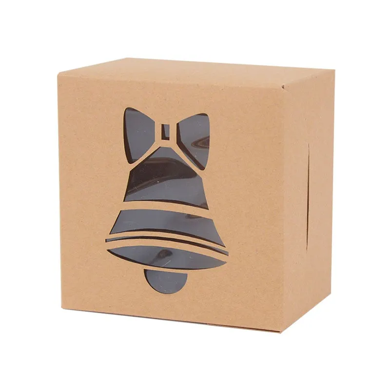 5pcs Christmas Kraft Paper Cookie Gift Boxes Candy Box Bags Food Packaging Box Christmas Party Kids Gift New Year Navidad 2021