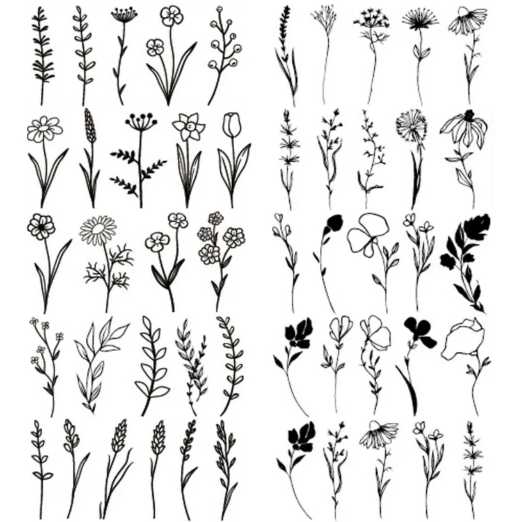 10pcs Body Tattoo Sticker Flower Cool Tattoos Grass for Men Women 68x140mm (B)