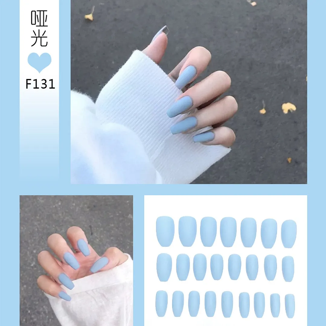 Nail Art Fake Nails Stiletto Tips Clear Press on Long False with Glue Coffin Stick Display Full Cover Artificial Designs Matte-Nail Inspo
