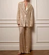 Women's Sequin Elegant Prom Party Deep V Neck Blazer &  Long Pants Set 