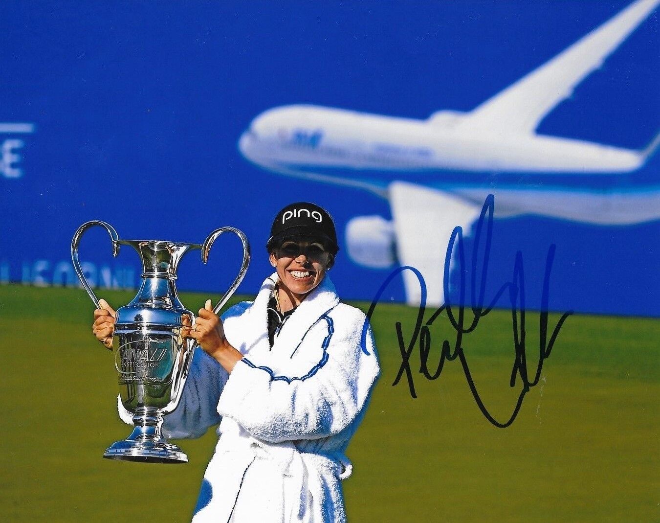 Pernilla Lindberg LPGA signed ANA Inspiration Trophy 8x10 Photo Poster painting Sweden