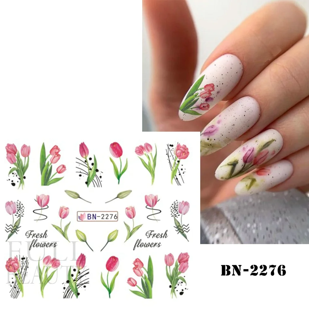 Churchf Nail Stickers Flowers Geometric Lines Decor Acrylic Embossed Sliders Gold Frame Nail Decals Cherry Blossom Manicure GLJI-5D05-Nail Inspo