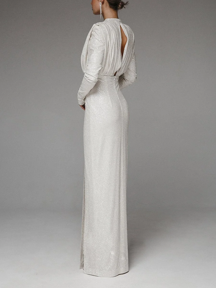 Shiny and elegant slim dress with slits