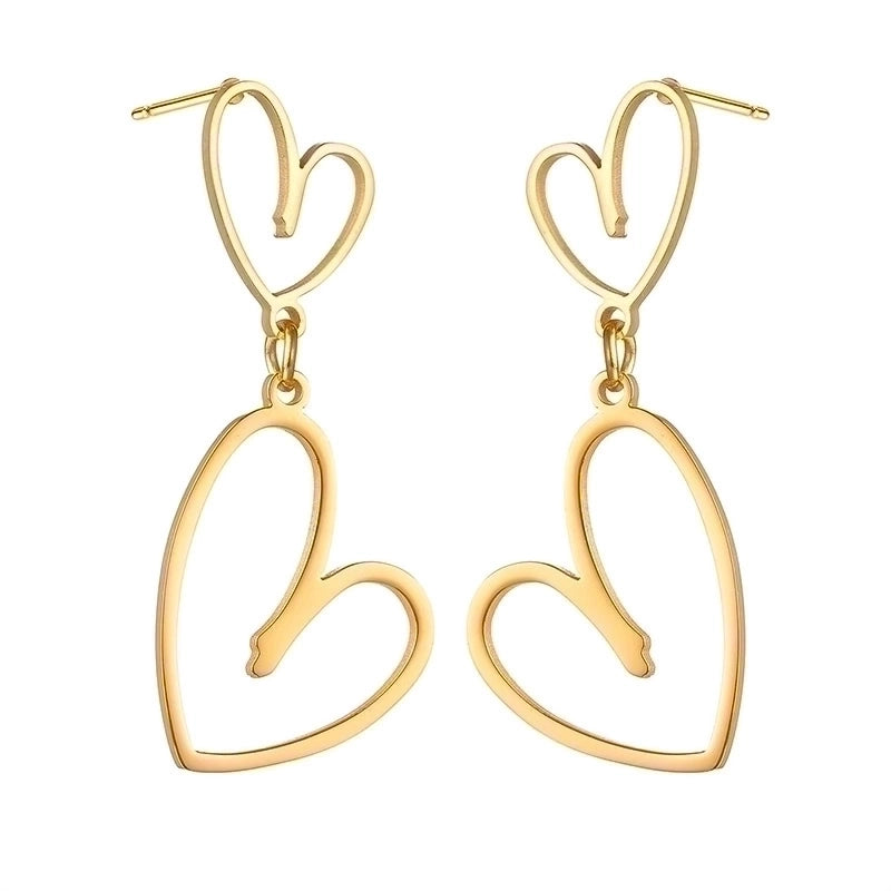 1 Pair Elegant Minimalist Heart Shape Polishing Plating 304 Stainless Steel 18K Gold Plated Drop Earrings
