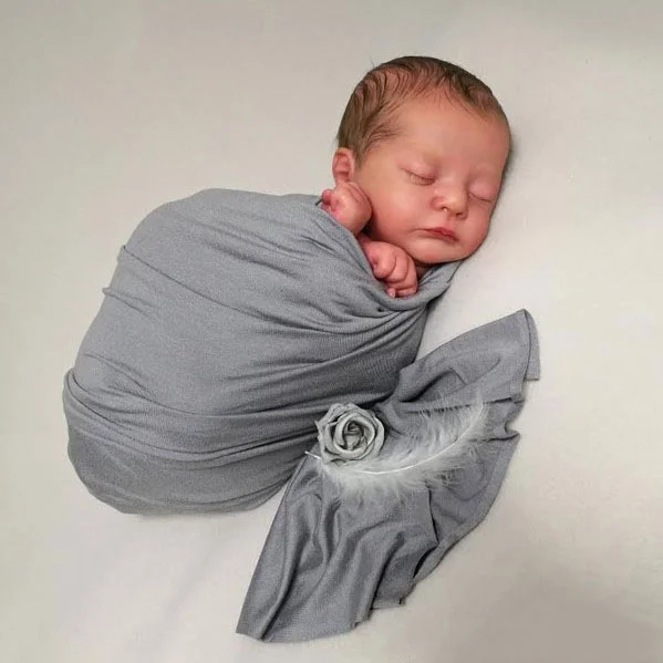  Sleeping Reborn Boy Geoff 17" Lifelike Soft Weighted Body Handmade Silicone Reborn Doll Set,with Clothes and Bottle - Reborndollsshop®-Reborndollsshop®