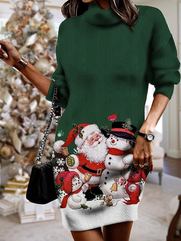 Turtleneck Sweater Pullover Warm Christmas Dress