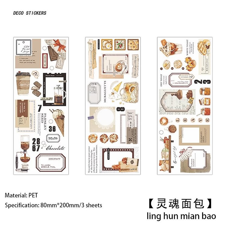 JORINALSAY 3pcs INS Wind Label Border Journal Stickers Creative