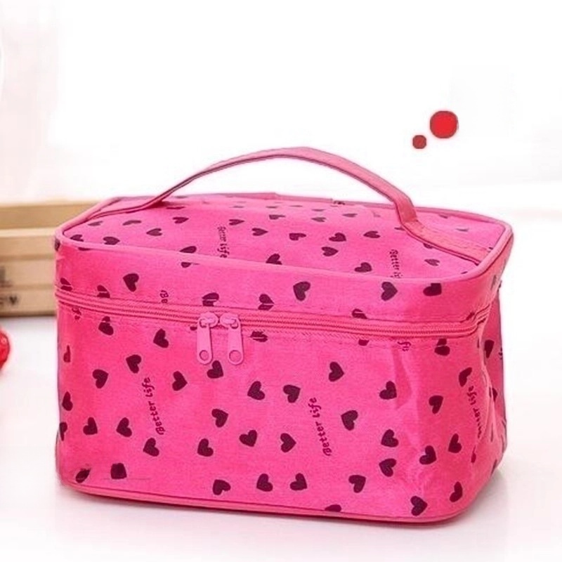 3 Pieces Vintage Style Round Dots Polyester Sewing Thread Square Makeup Bags