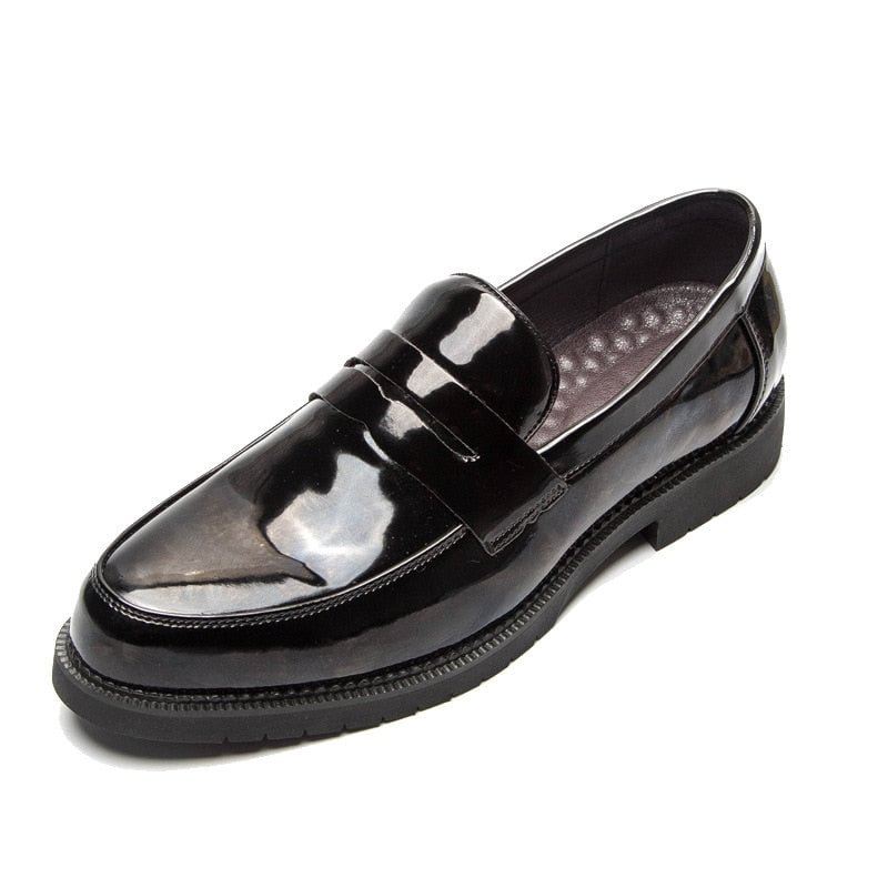Zero more Mens Patent Leather Shoes High Quality Fashion Solid Black Shoes Men 2020 Slip On Penny Loafers Male Shoes