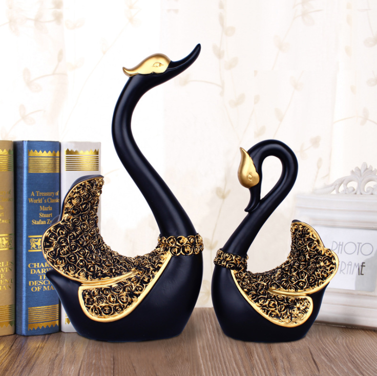 European-Style Blue Couple Swan Ornaments