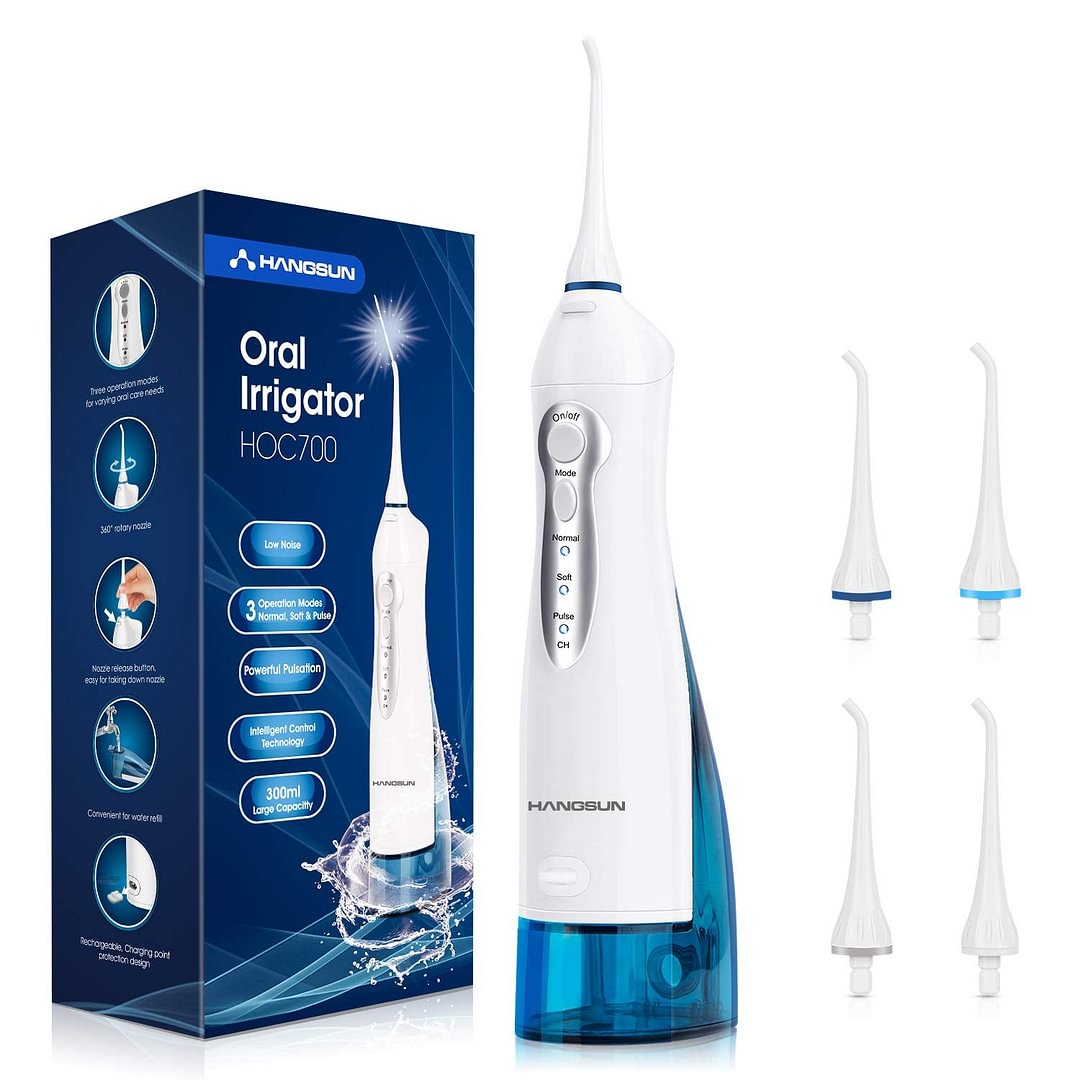 Water Flosser Professional Cordless Rechargeable Dental Oral Irrigator Ultra Water Jet for Teeth Braces Care with 4 Jet Tips 3 Modes IPX7 Waterproof 300ML Water Tank