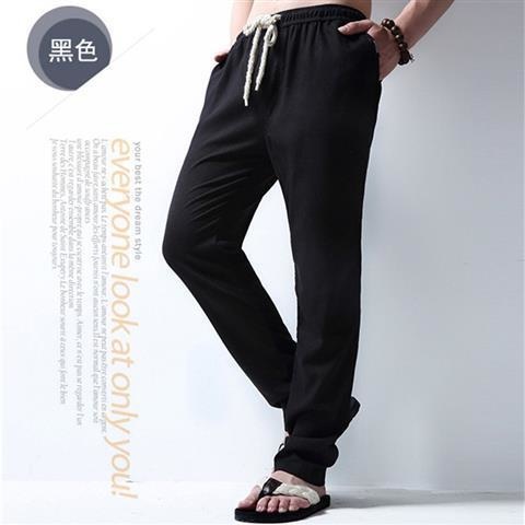 Summer Thin Casual Large Sports Style Retro Straight Cotton Linen Men's Clothing Y2k Streetwear Cargo Man Pants