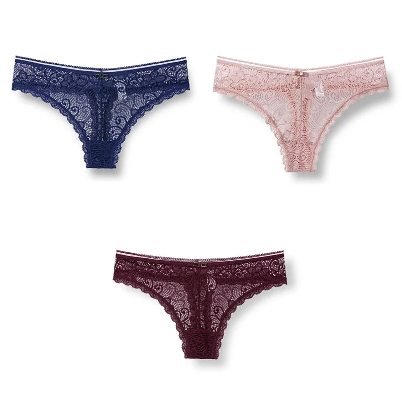 3pcs Woman Panties Sexy Lace Underwear For Women Lingerie Lady Lace T-back Female Thongs Wholesale Sexy Underpants For Women