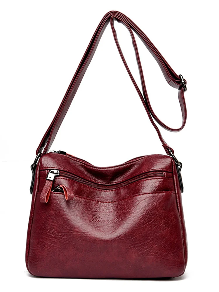 Simple Soft Leather Utility Crossbody Bag