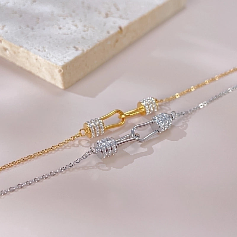 Elegant Minimalist Geometric Stainless Steel Zircon Bracelets In Bulk