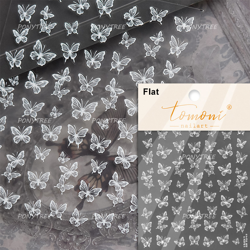 Bayuyun Dreamy Summer Nails – Blue Pink Purple Gradual Flower Petal Butterfly 5D Nail Art Stickers  