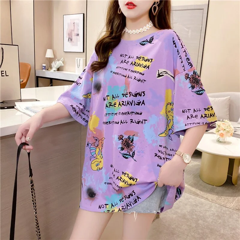 Woherb Women's t-shirts korean style white Oversized Top harajuku 2022 summer letter graphic tee punk clothes short sleeve long t-shirt