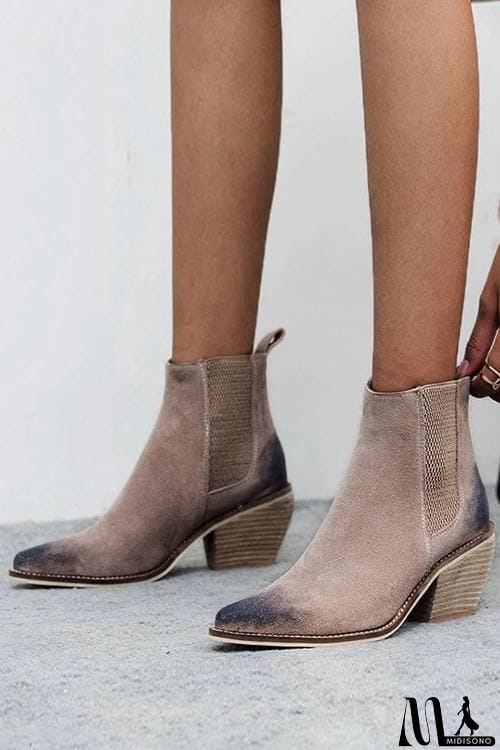 MidiSono - Low Chunky Heel Ankle Booties
