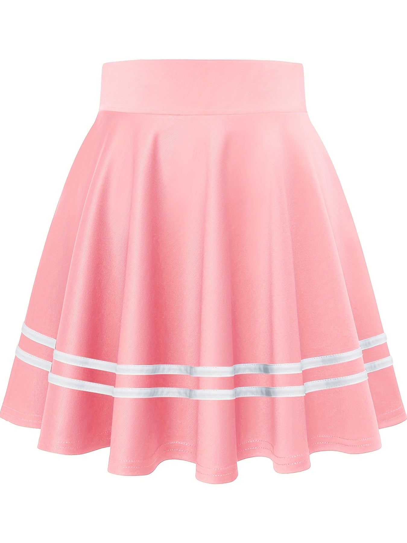 Striped A-Line Skater Skirt, Versatile High Waist Skirt For Spring & Summer, Women's Clothing