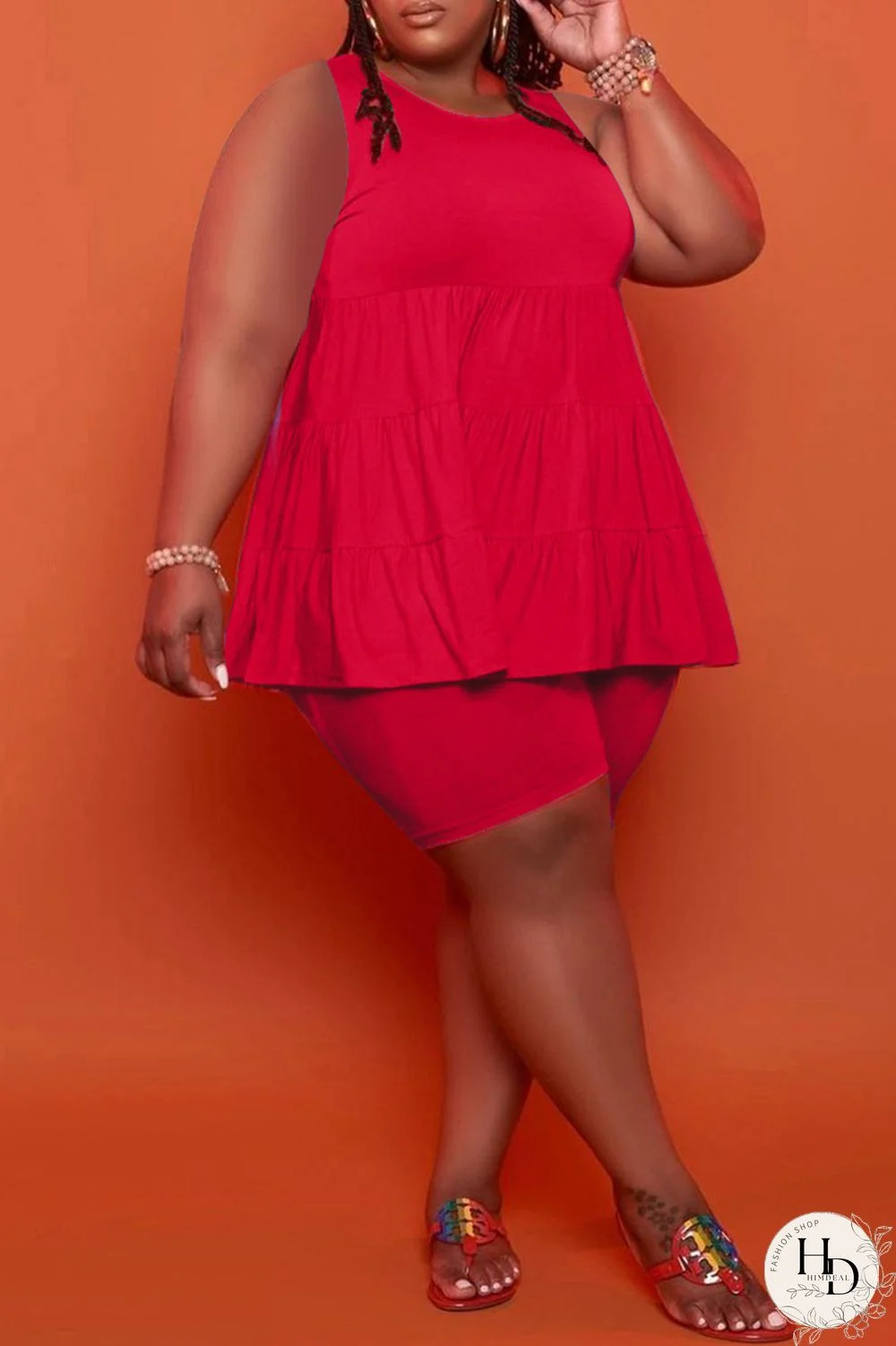 Yellow Fashion Casual Solid Basic O Neck Plus Size Two Pieces