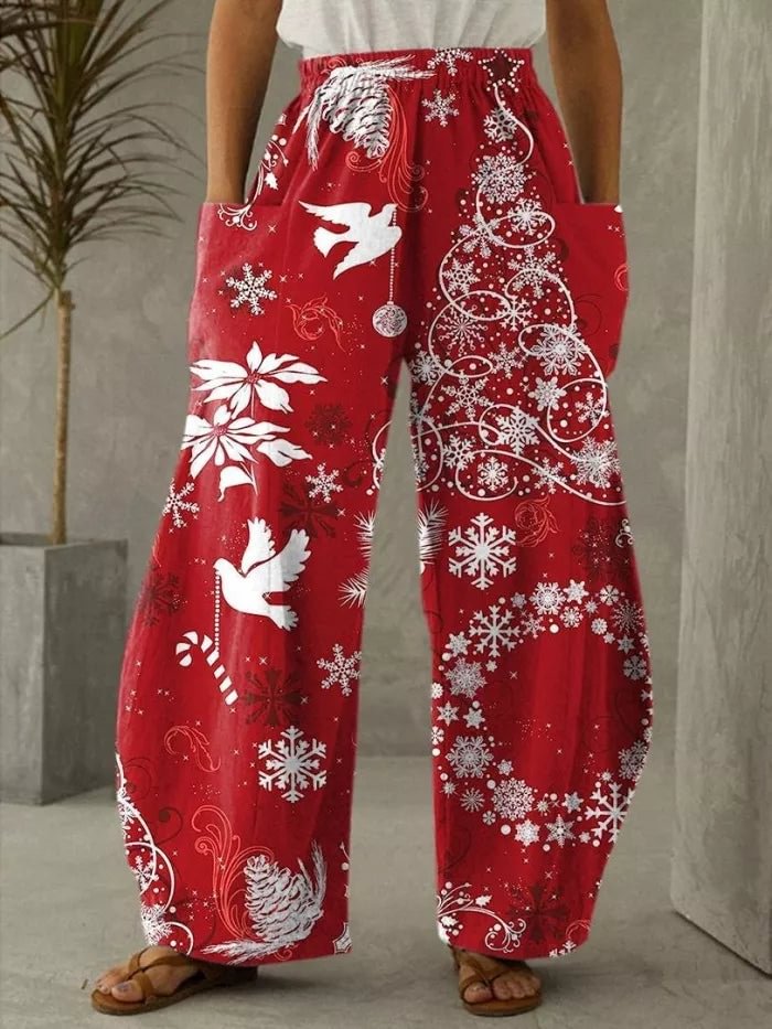 Christmas Printed Plus Size Casual Pants