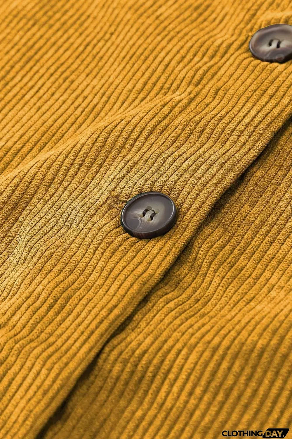 Yellow Corduroy Long Sleeve Button-up Shirt Coat