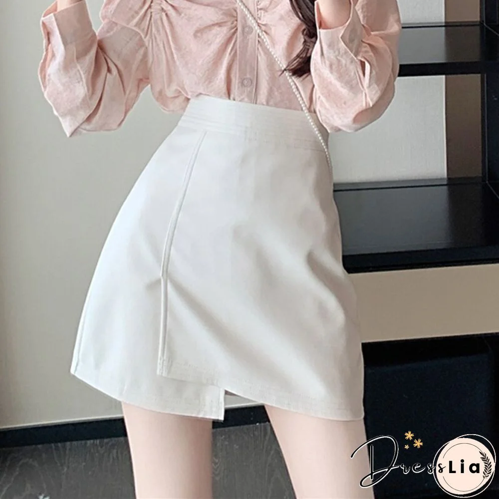 Spring Summer Pu Leather Skirt Women Casual High Waist Mini Skirt A Line Ladies Skirts Korean Fashion Street Wear New