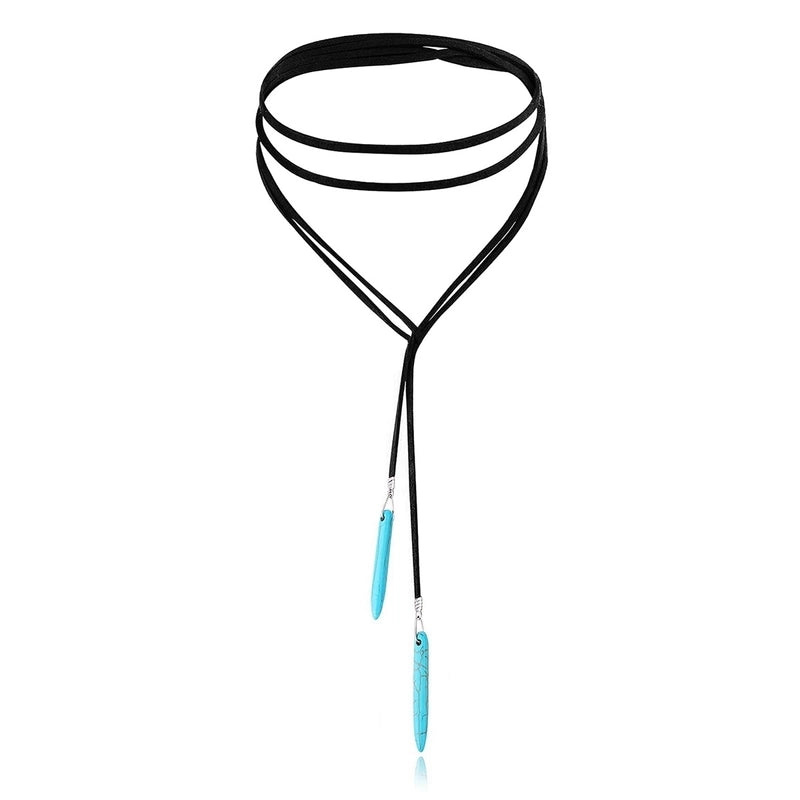 Ethnic Style Geometric Water Droplets Turquoise Metal Earrings Necklace