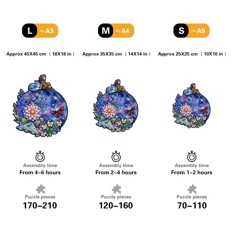 Cosmic Wildflower Dream Wooden Puzzle