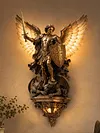Archangel Michael Resin Wall Sconce Gothic LED Ambient Glow