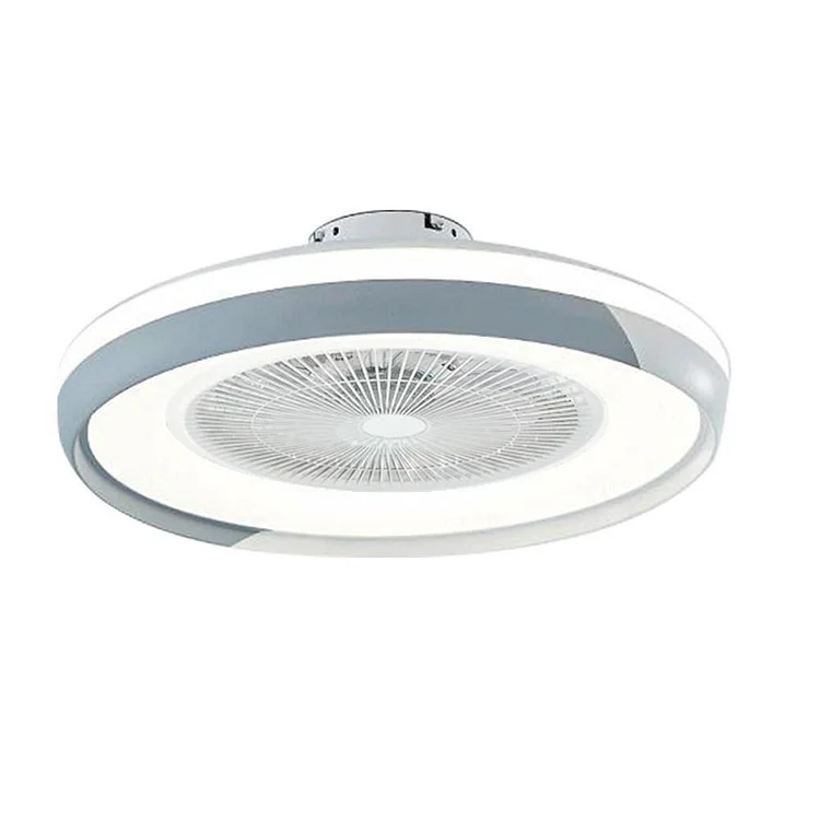 Circular Dimmable Flush Mount Bladeless Ceiling Fan with Light and Remote - Appledas