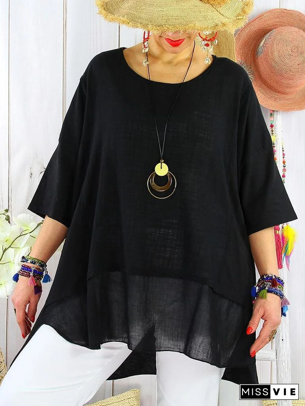 Baggy Women Oversized Solid Color Blouse