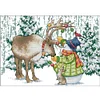 Elk And Snowman - 14CT Stamped Cross Stitch 38*29cm/14.96*11.42in