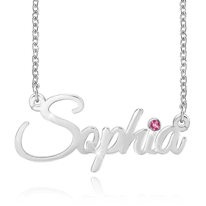 Personalized Necklace With Birthstone Custom  Name Necklace Gift For Women