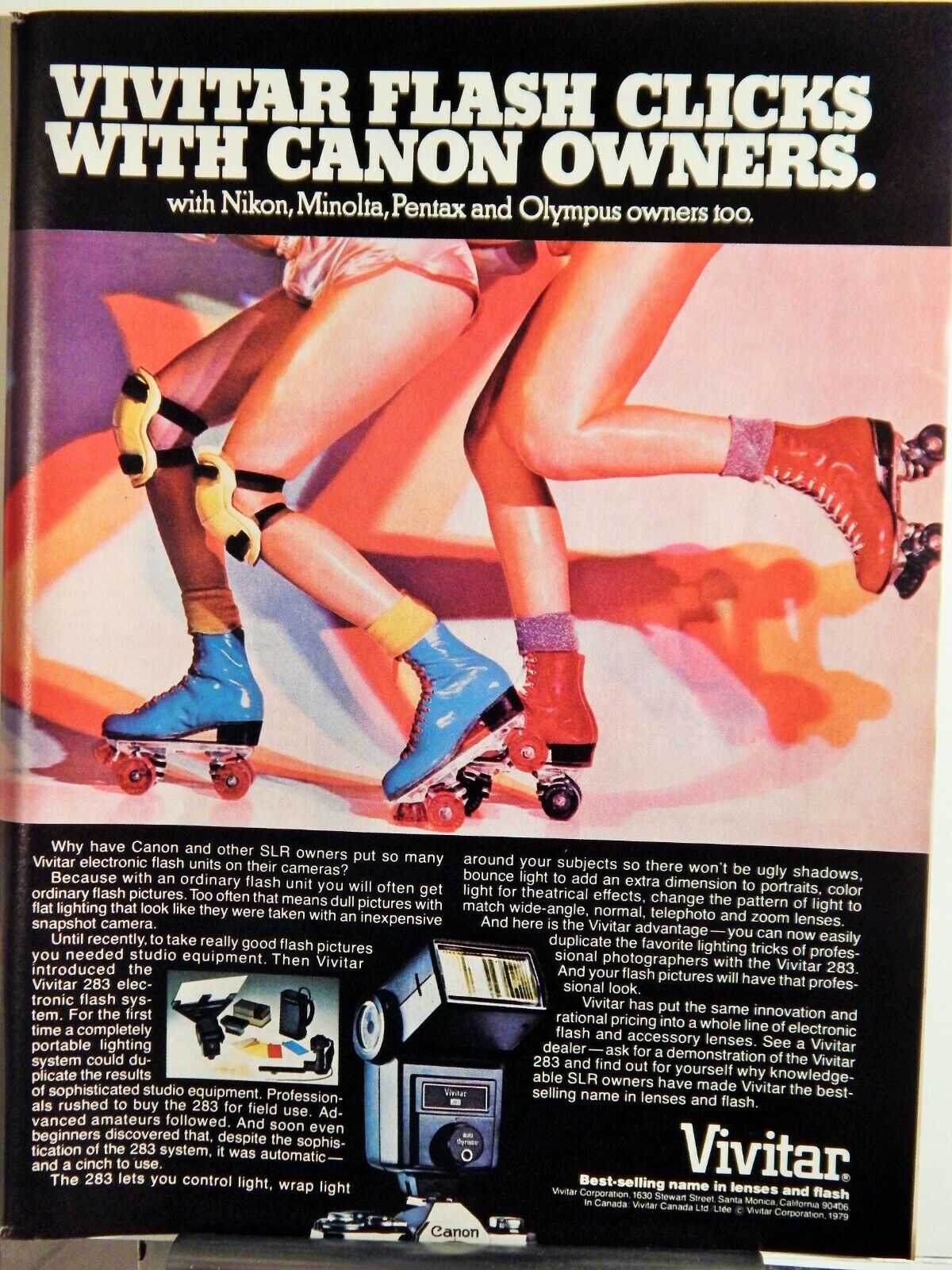 VIVITAR 283 ELECTRONIC FLASH / IDEAL CUT DIAMONDS ORIGINAL VTG 1979 Photo Poster painting AD,