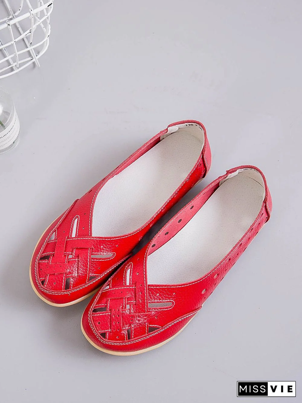 Hollow Leather Soft Sole Shoes