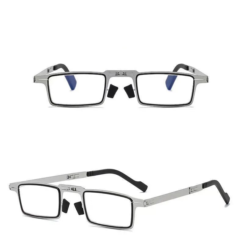Likron Watches Steel Metal Folding Reading Glasses with Blue Light Filter and Portable Case