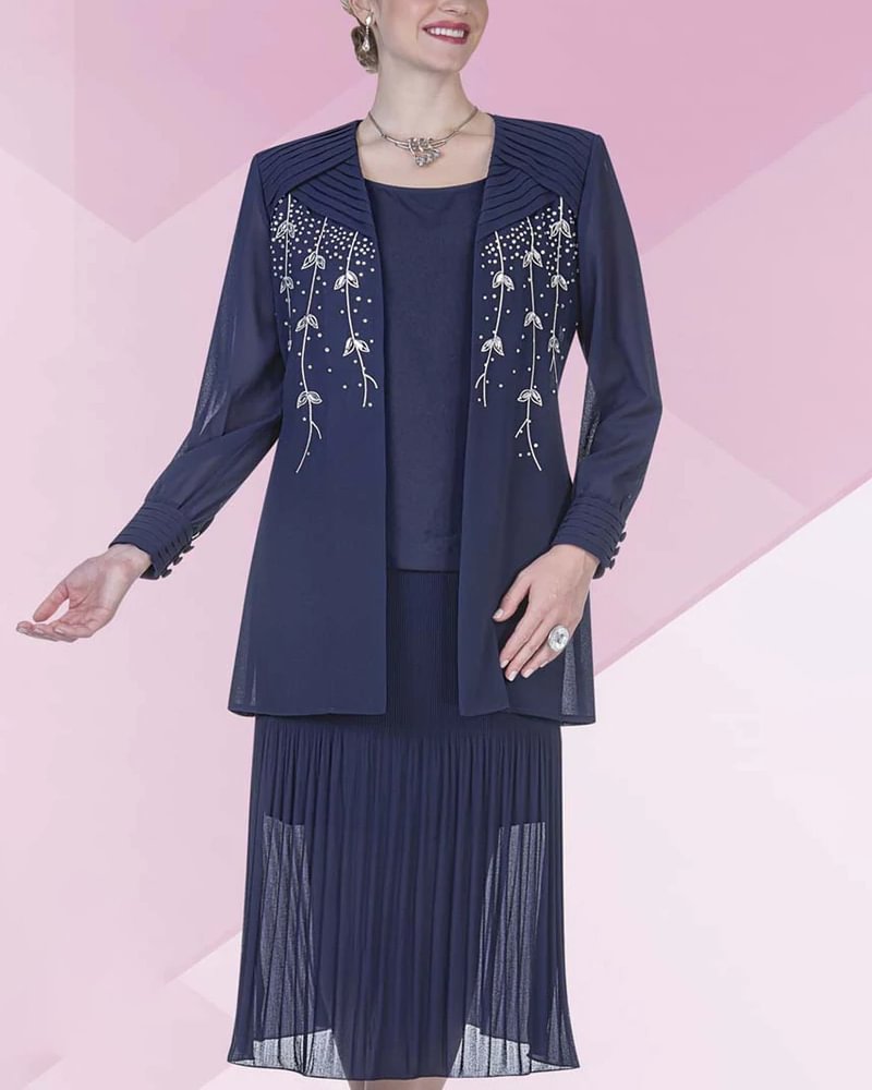 Ladies Casual Elegant Versatile Navy Blue Dress