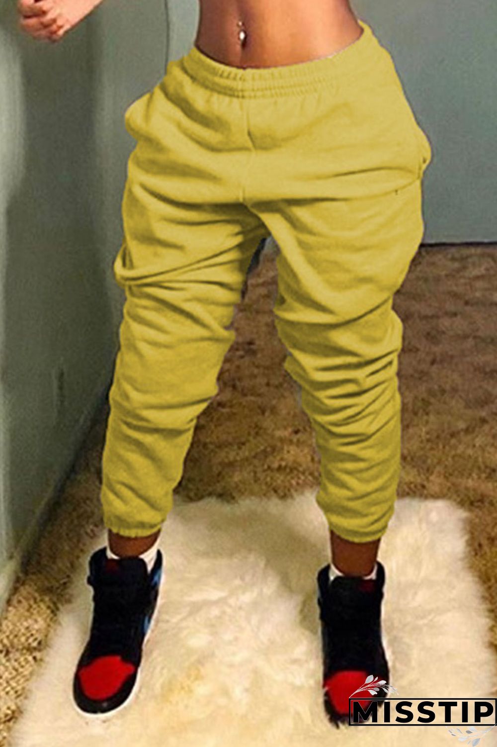 Grey Casual Solid Patchwork Straight Straight Solid Color Bottoms