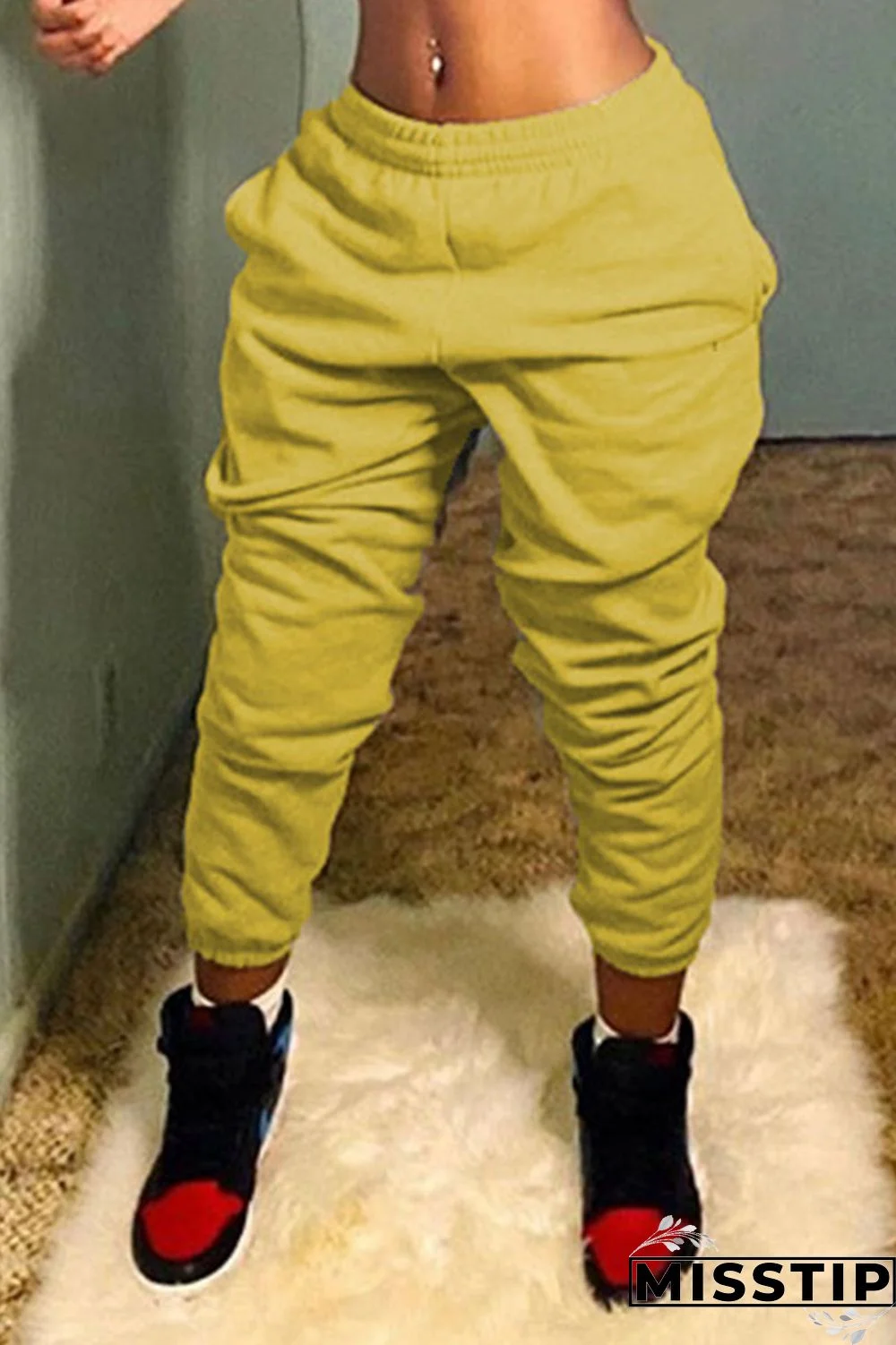 Grey Casual Solid Patchwork Straight Straight Solid Color Bottoms