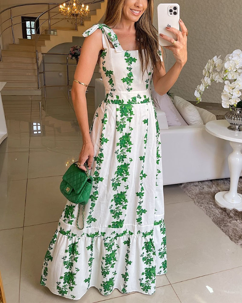Rotimia Vegetal Print Green Dress